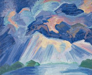 Fritz Schaefler - Blauer See und Himmel.