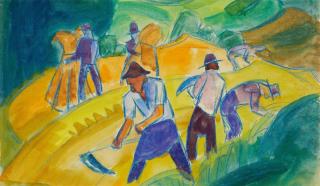 Fritz Schaefler - Erntende. Verso: Kreuzigung