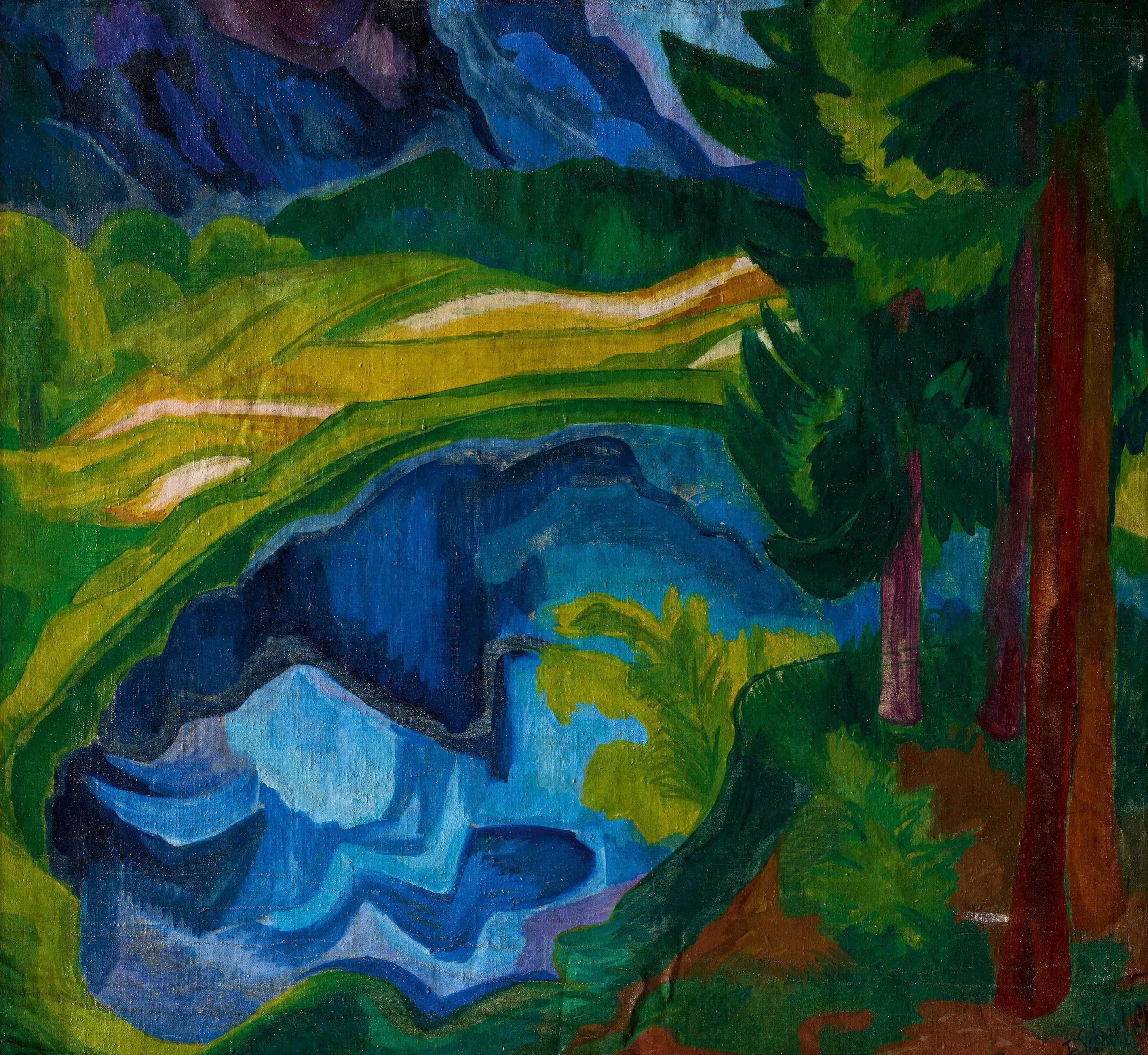 Fritz Schaefler - Landschaft mit See.