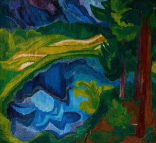 Fritz Schaefler - Landschaft mit See.