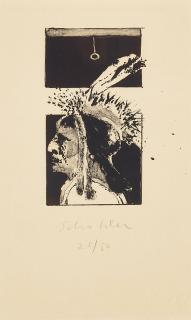 Fritz Scholder - untitled (figure with headdress in profile)