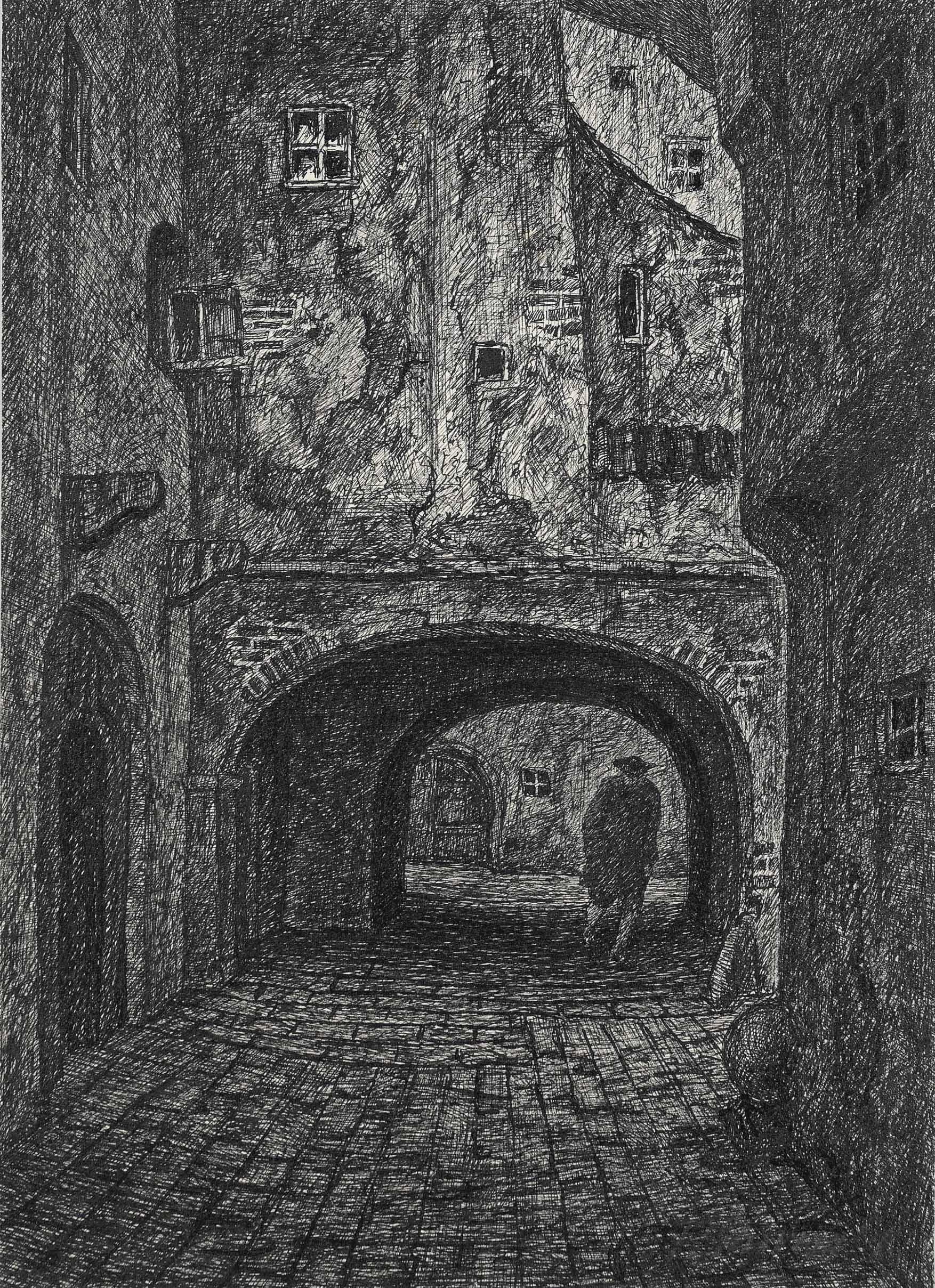 Fritz Schwimbeck - Im Durchgang  (Originalentwurf Zu \