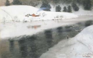 Fritz Thaulow - Winter at Simoa River