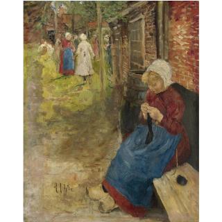 Fritz Von Uhde - German Strickendes Mädchen (Girl Knitting)