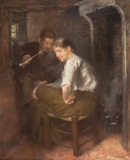 Fritz von Uhde - Zwiegespräch am Kamin