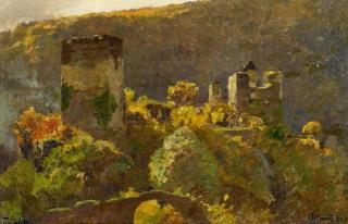 Fritz von Wille - Die Burgruine Altwied im Herbstlicht