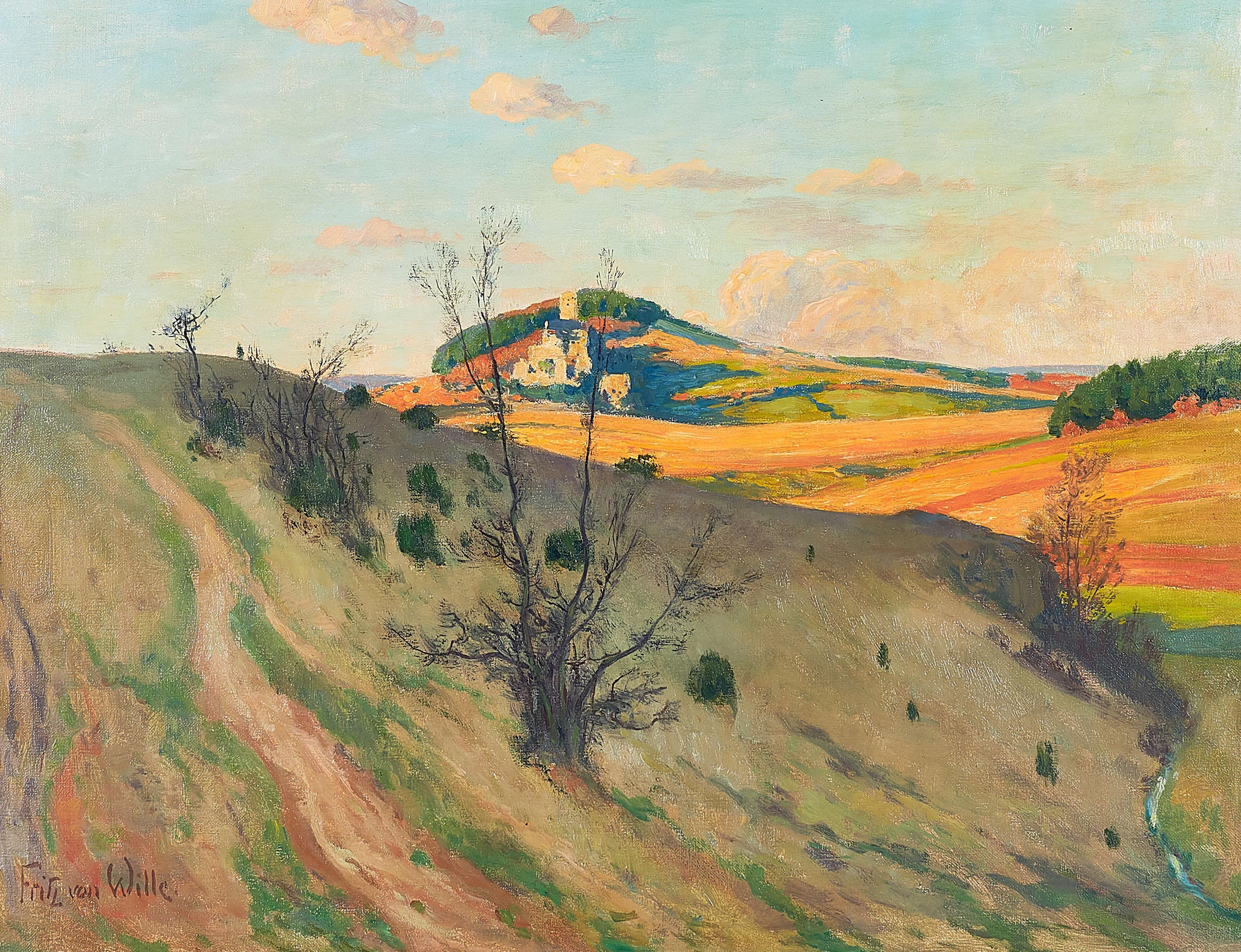 Fritz von Wille - Landschaft mit Burg Kerpen in der Eifel.