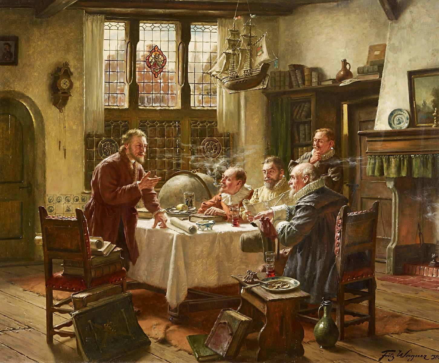 Fritz Wagner - Diskutierende Herren im Studierzimmer