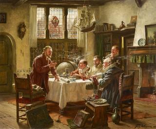 Fritz Wagner - Diskutierende Herren im Studierzimmer