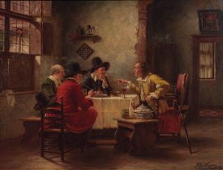 Fritz Wagner - Dutch merchants smoking and drinking in an interior