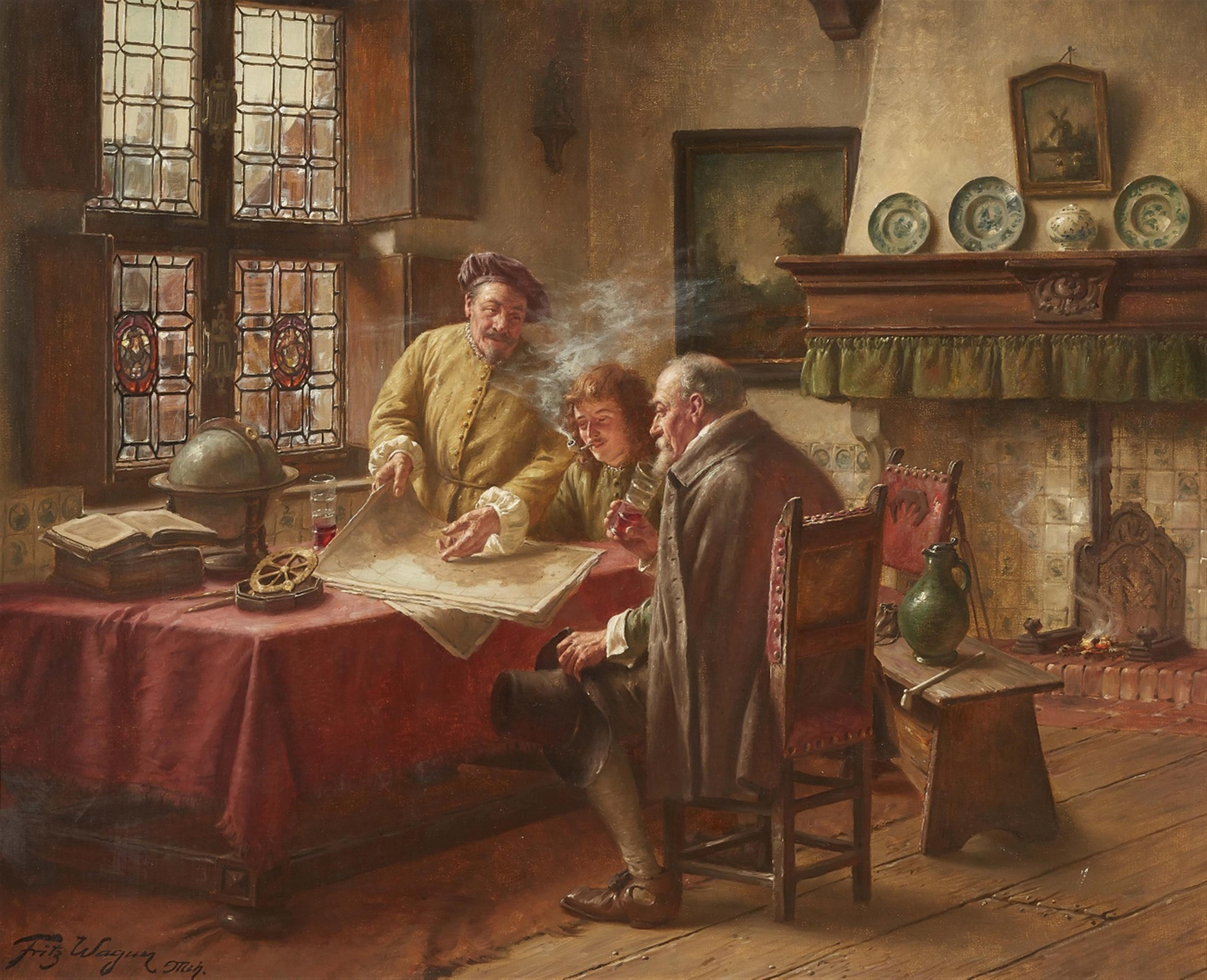 Fritz Wagner - Interieur mit drei Gelehrten