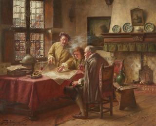 Fritz Wagner - Interieur mit drei Gelehrten