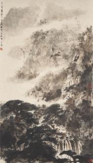 Fu Baoshi - Cascading Waterfalls