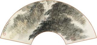 Fu Baoshi - Figures under Waterfall