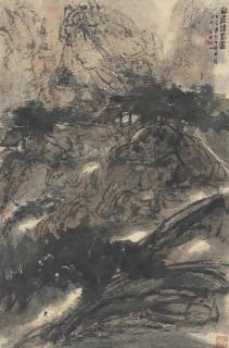 Fu Baoshi - LECTURE DANS LA MONTAGNE, ENCRE ET COULEUR SUR PAPIER