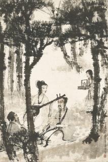 Fu Baoshi - Listening to the Ruan