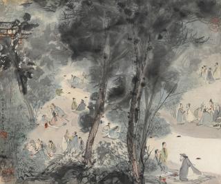 Fu Baoshi - Literatis In Lanting (Sui Dyansty，6Th Century)