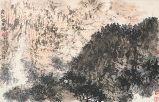 Fu Baoshi - Scholars Admiring a Waterfall，1961