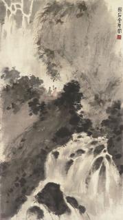 Fu Baoshi - Scholars Gathering by the Waterfall