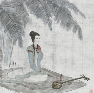 Fu Baoshi - Seated Lady with Qin
