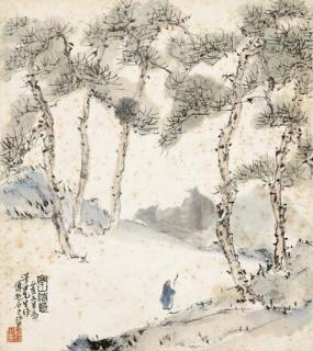 Fu Baoshi - Strolling In A Winter Forest