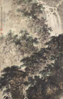 Fu Baoshi - Viewing the Waterfall