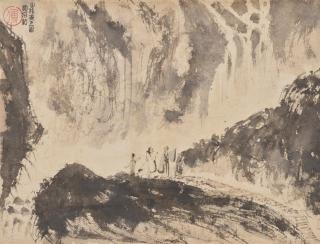 Fu Baoshi - Viewing Waterfall with Qin