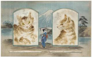 Fujita Tsuguharu - Two Studies of Cats, Showa Period (1929)