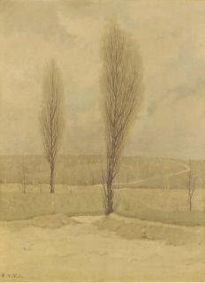 Fukui Ryonosuke - Landscape With Poplars