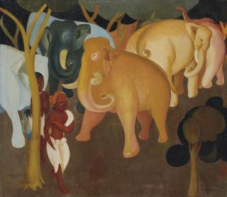 G.M. Solegaonkar - Elephants in a forest