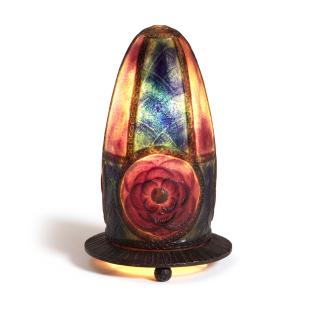 Gabriel Argy-Rousseau - A \'Rosaces\' Pâte de Verre and Wrought Iron Veilleuse