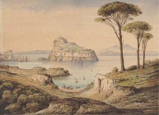 Gabriel Carelli - Castello di Ischia, Corfu (illustrated); and Amalfi from Positano