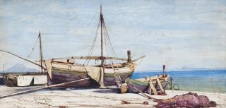 Gabriel Carelli - Fishing boats on a shore, Capri