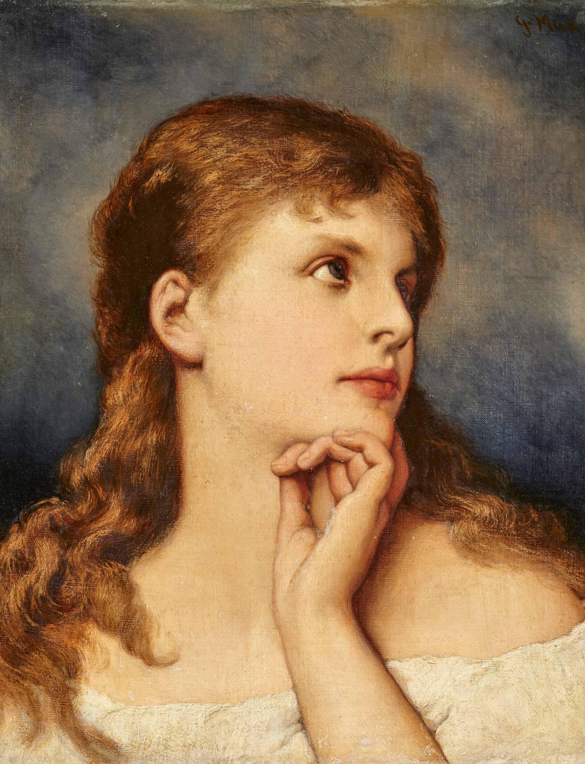 Gabriel Cornelius Von Max - Aufschauendes Mädchen.