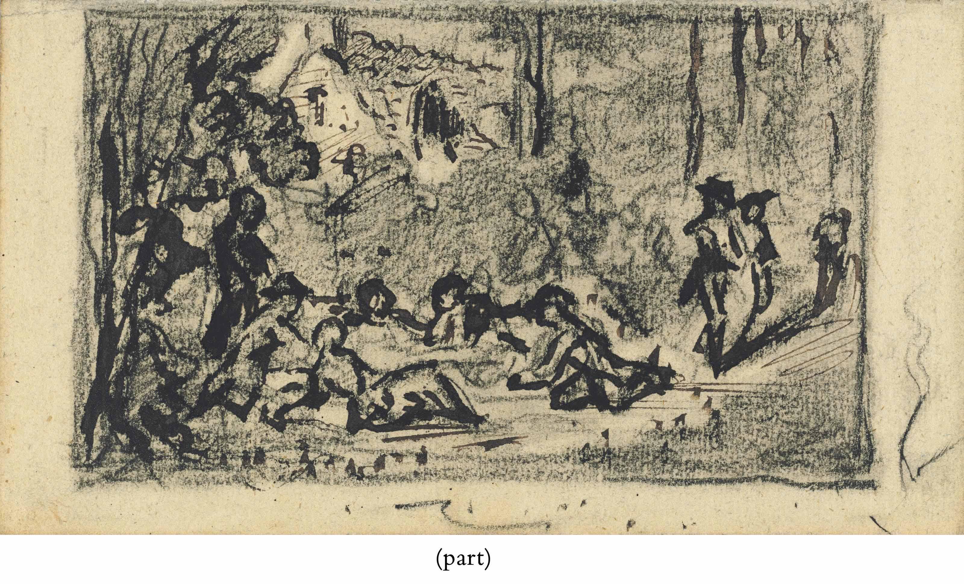 Gabriel de Saint-Aubin - Figures By A Farm