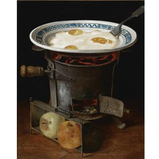 Gabriel Germain Joncherie - Still Life Of Eggs Cooking On A Stove