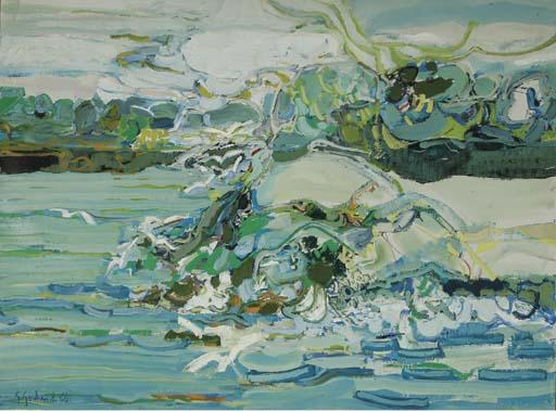 Gabriel Godard - Paysage dans le bleu et le vert
