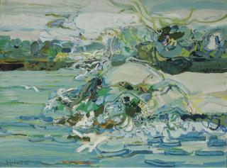 Gabriel Godard - Paysage dans le bleu et le vert