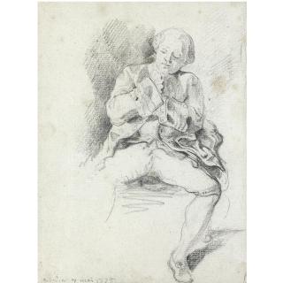 Gabriel-Jacques de Saint-Aubin - Study Of A Seated Man