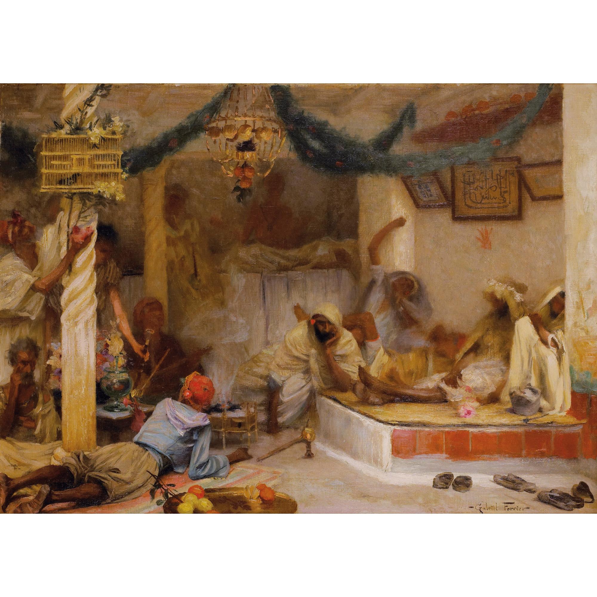 Gabriel-Joseph-Marie-Augustin Ferrier - Les Fumeurs De Kiffgabriel-Joseph-Marie-Augustin Ferrier ; Smoking Kiff ; Signed Lower Right ; Oil On Canvas