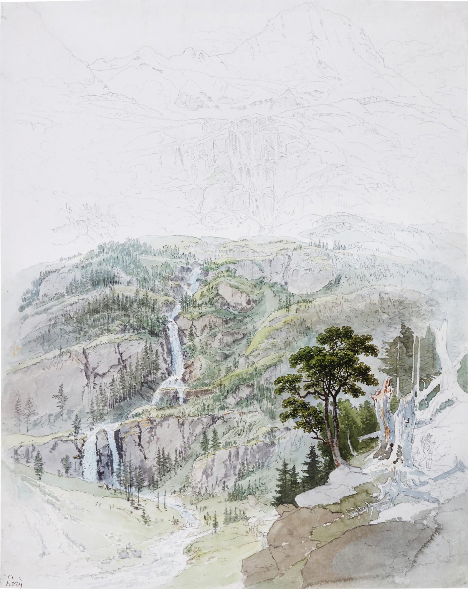 Gabriel Lory the Younger - The Reichenbach Falls at Meiringen, in the Bernese Oberland, Switzerland