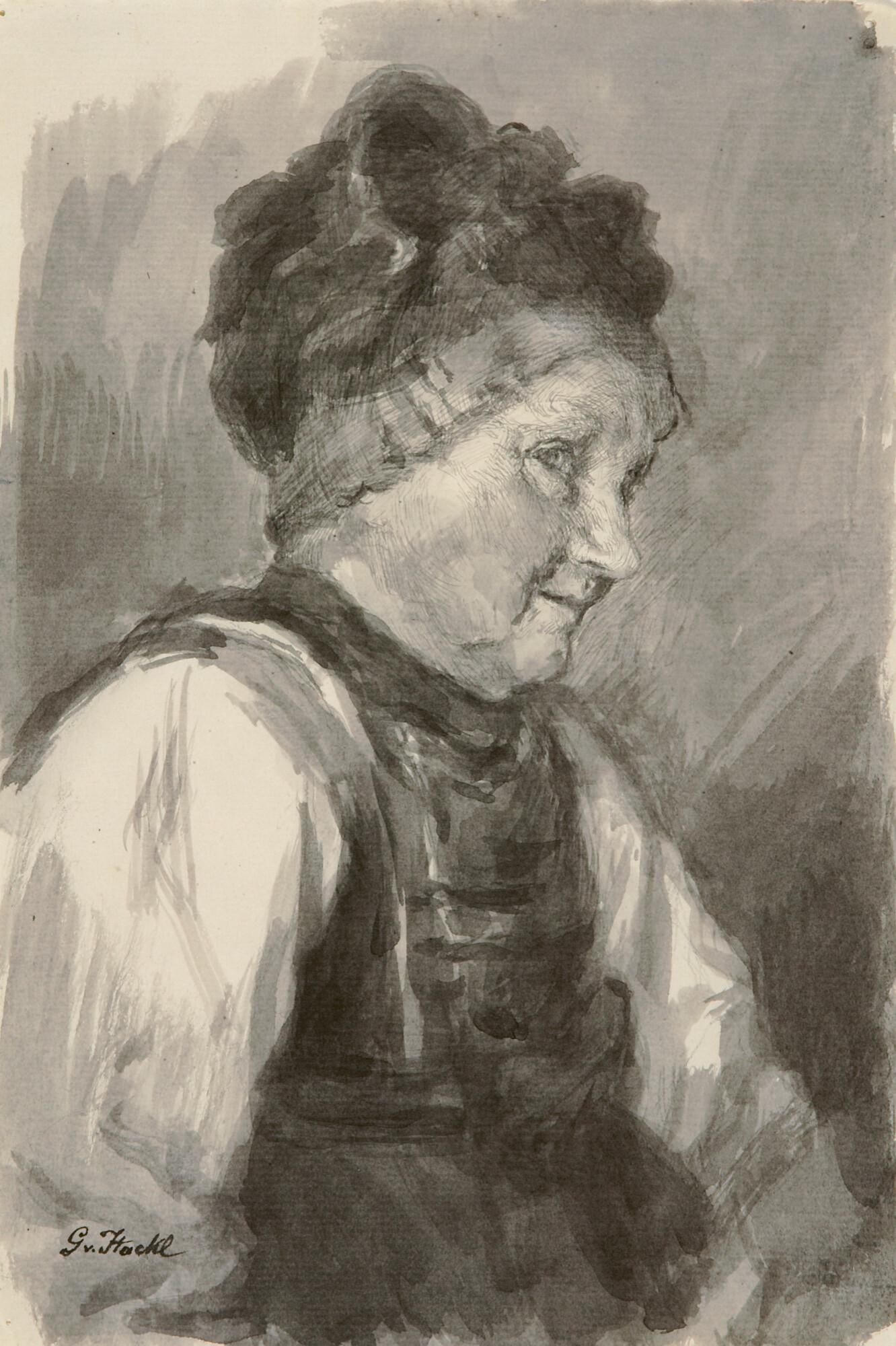 Gabriel von Hackl - Porträt einer Bäuerin.