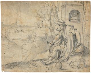 Gabriel Weyer - Allegory of Winter: A traveller warming his hands at a fire