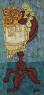 Gabriel Zendel - Still life with flowers on a tripod table