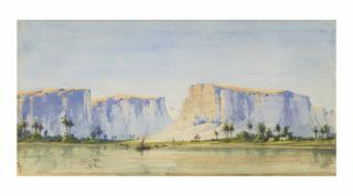 Gabriele Carelli, R.A. - A view of the river Nile near Qena, Egypt