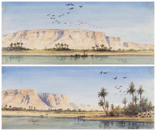 Gabriele Carelli, R.A. - Two views of the river Nile, Egypt
