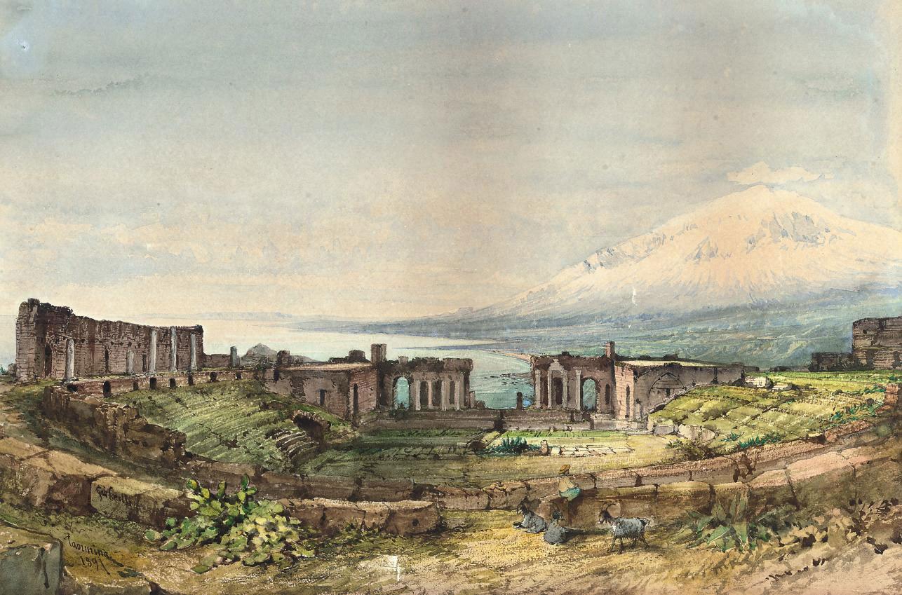 Gabriele Carelli - The amphitheatre at Taormina, Etna beyond