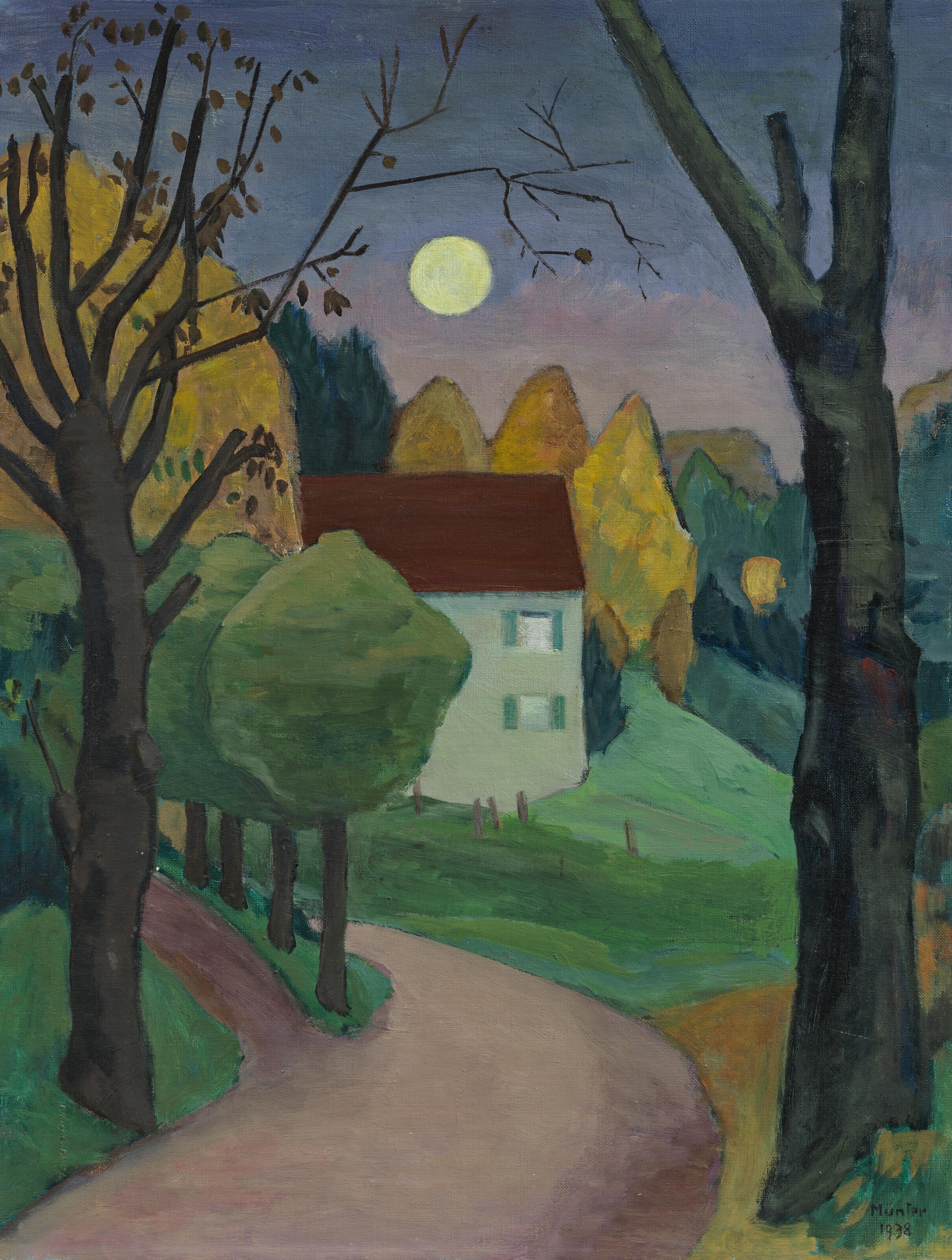 Gabriele Münter - Abendlandschaft mit weißem Mond
