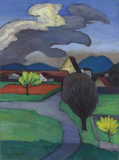 Gabriele Münter - Bäumende Wolke über der Burg, Murnau