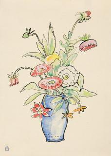 Gabriele Münter - Blumenstrauß in blauer Vase.